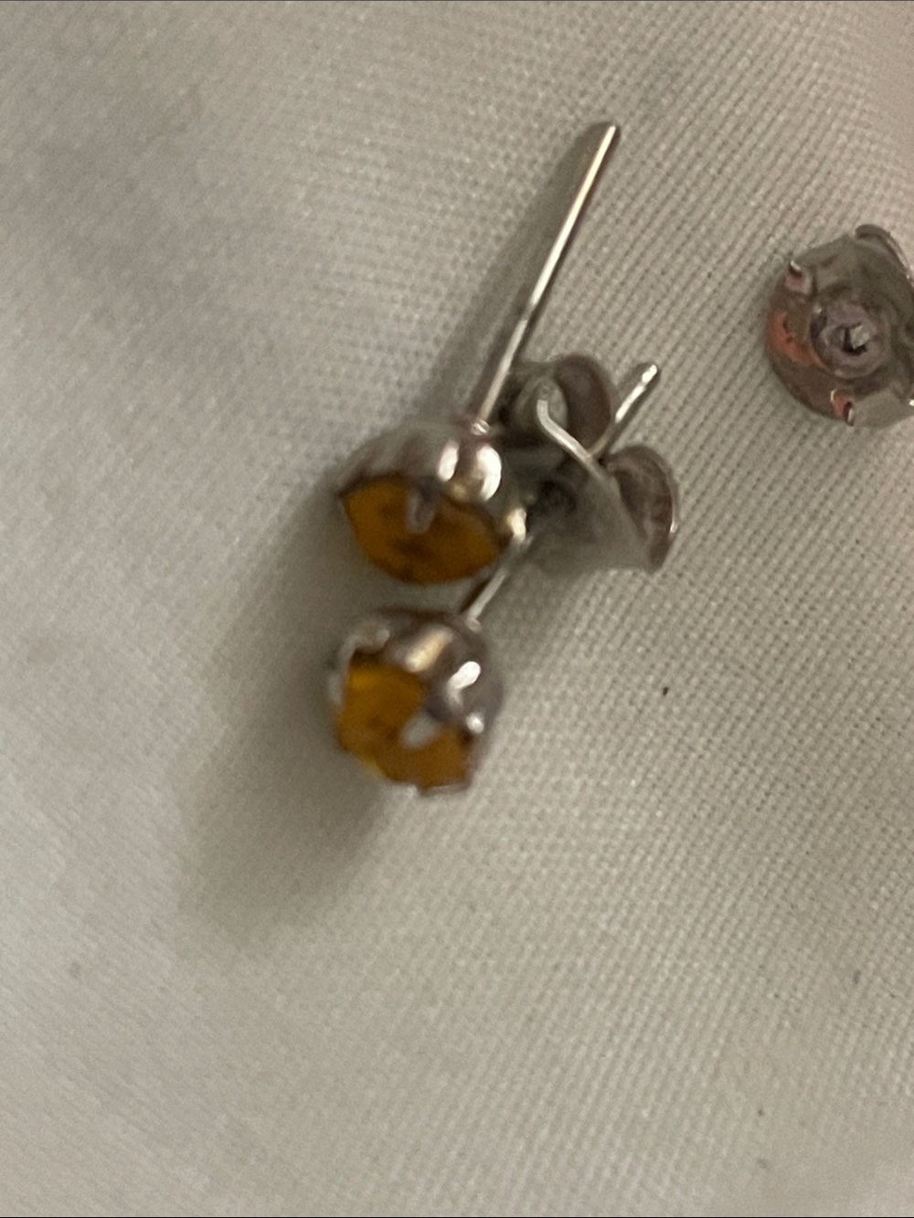 Sterling Silver Yellow Crystal Stud Earrings